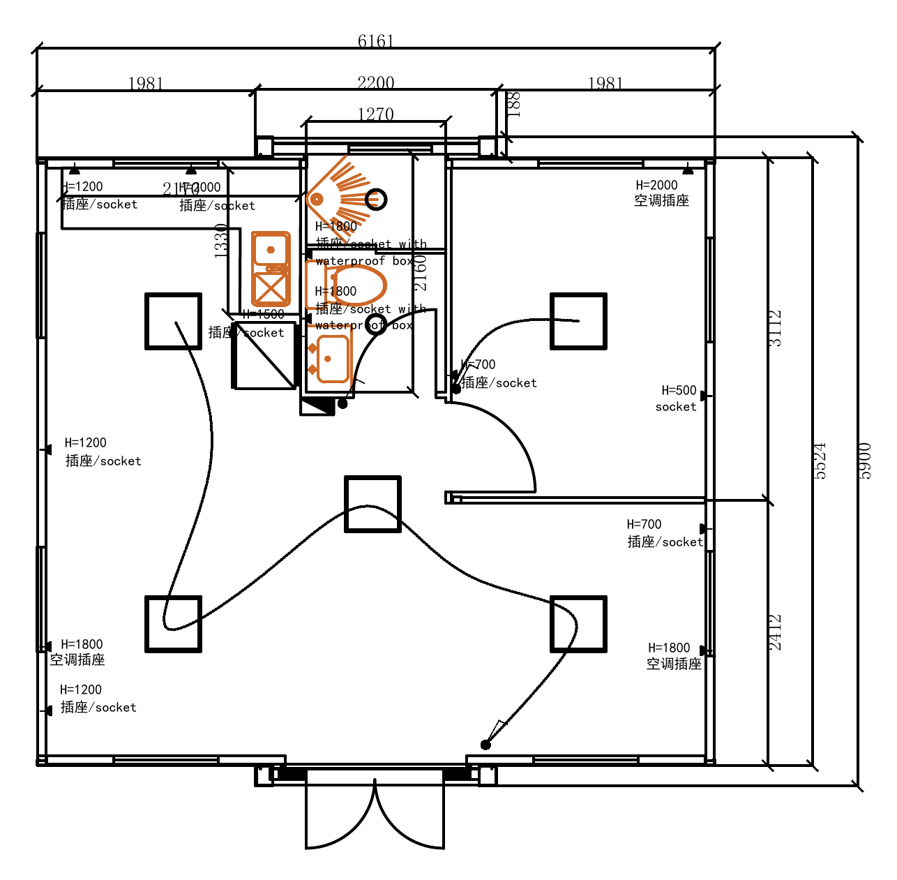 Layout 03 · 1 Bedroom technical plan