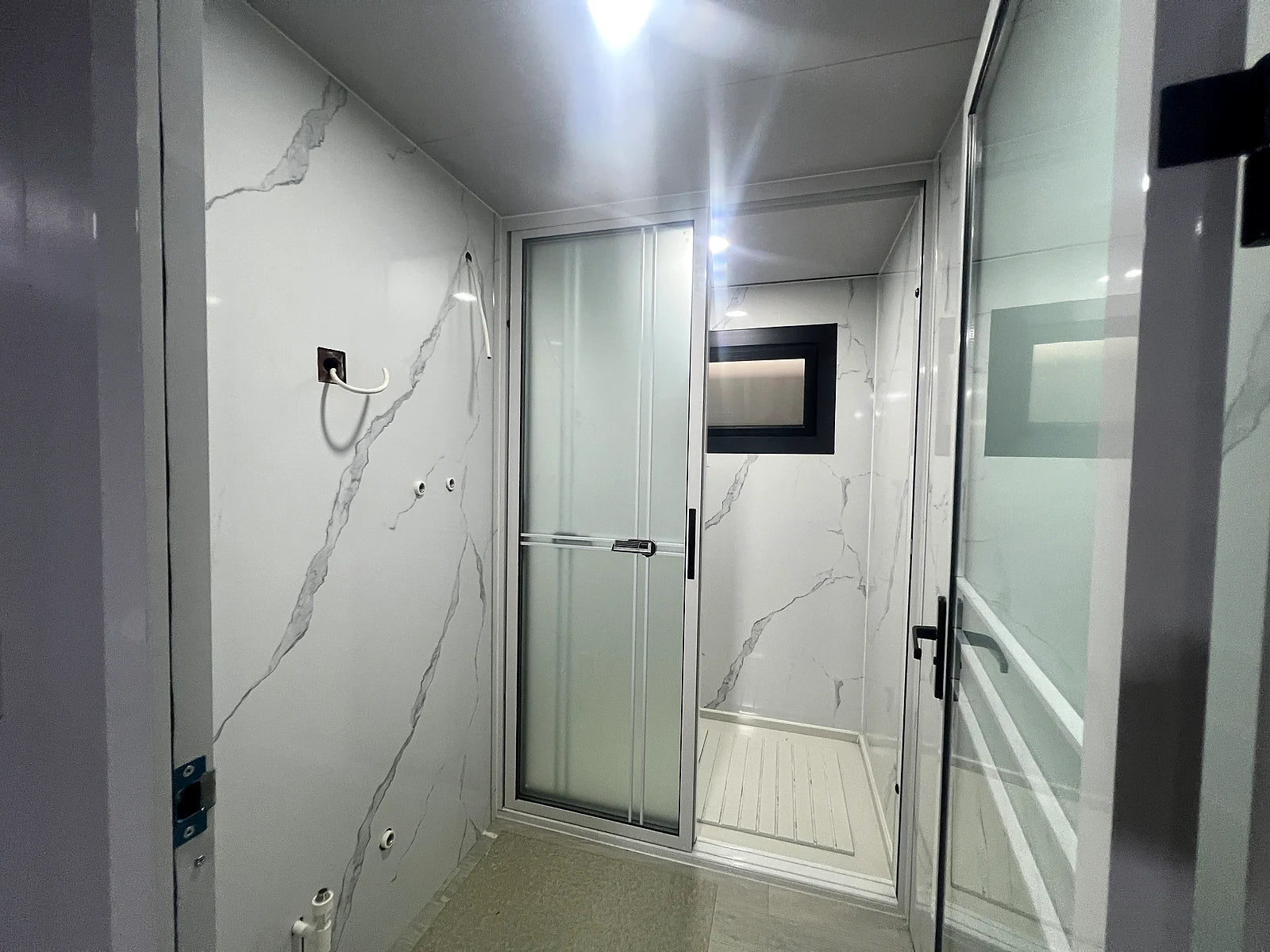 Finished shower bathroom