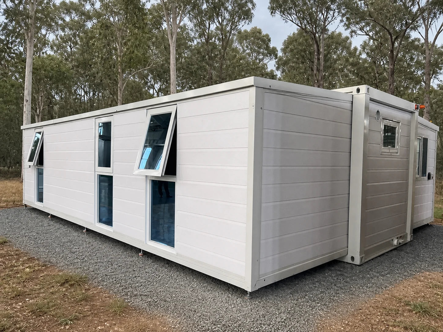 Modular home side view in the factory