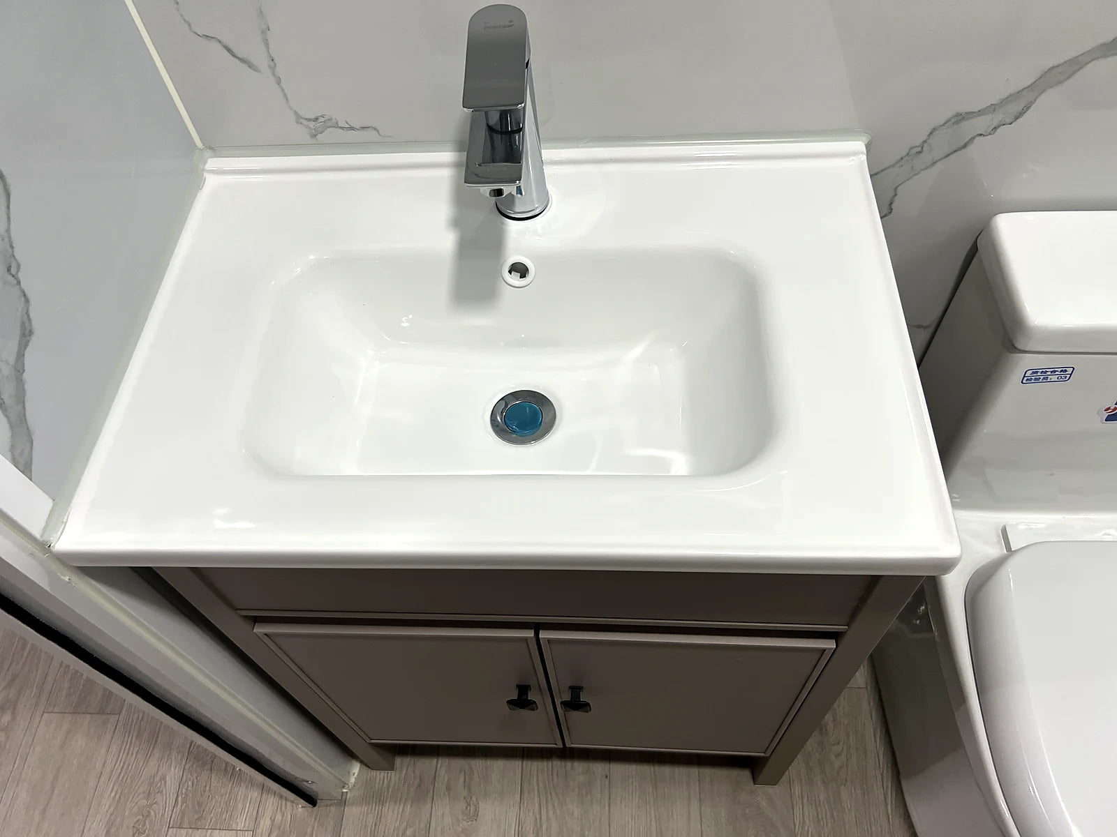 Bathroom vanity basin and tap