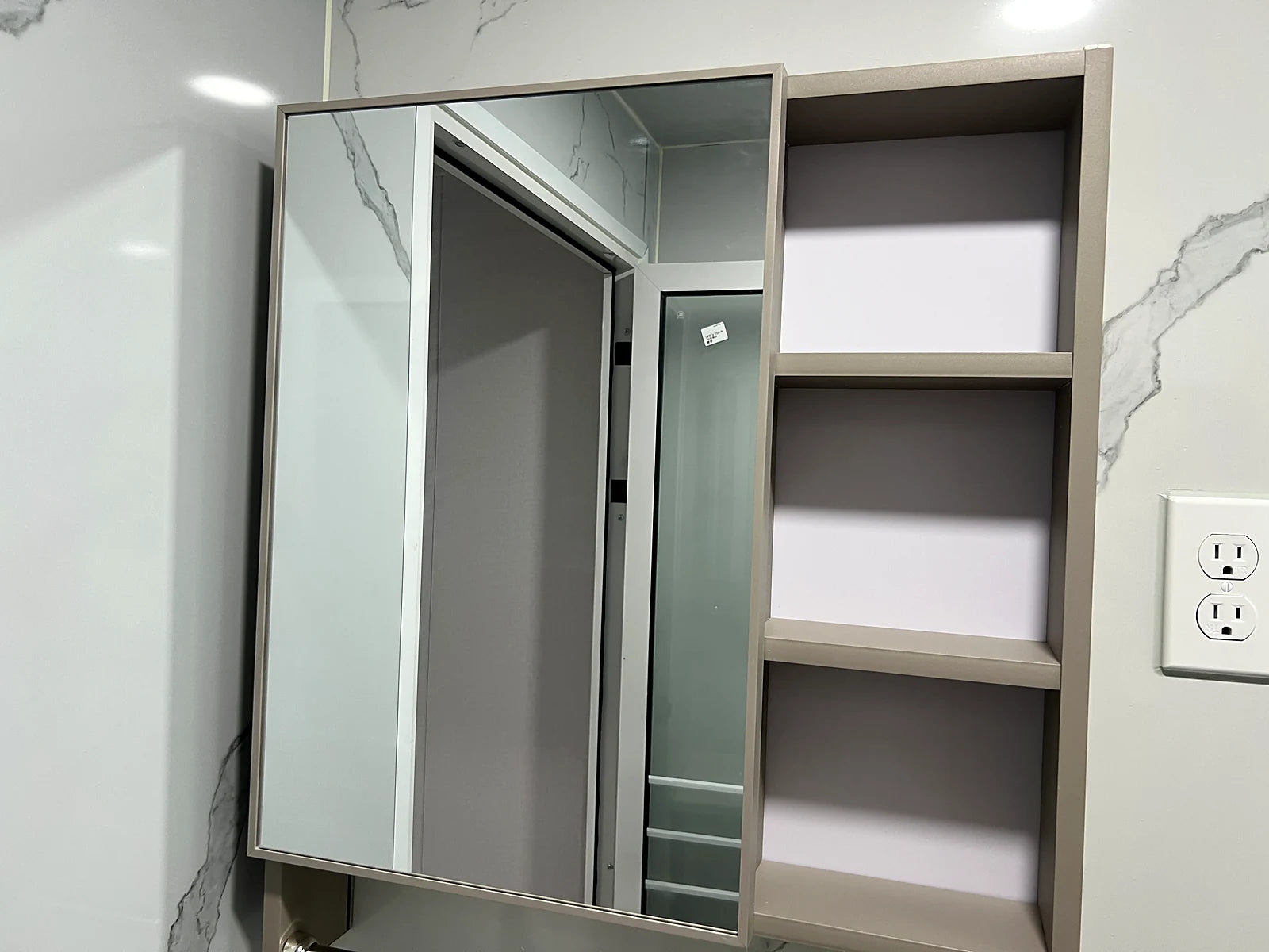 Bathroom mirror storage cabinet