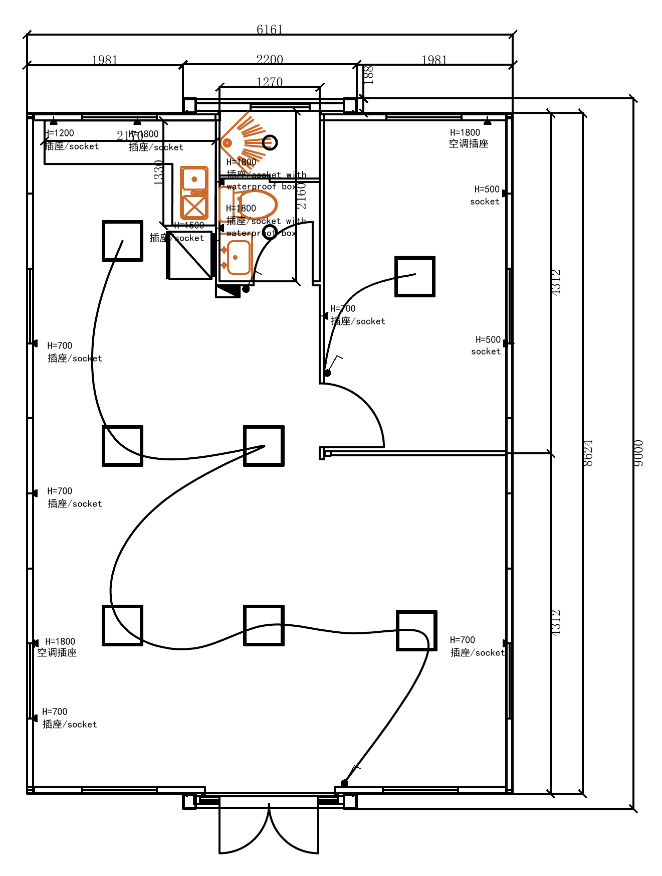 Layout 02 · 1 Bedroom technical plan