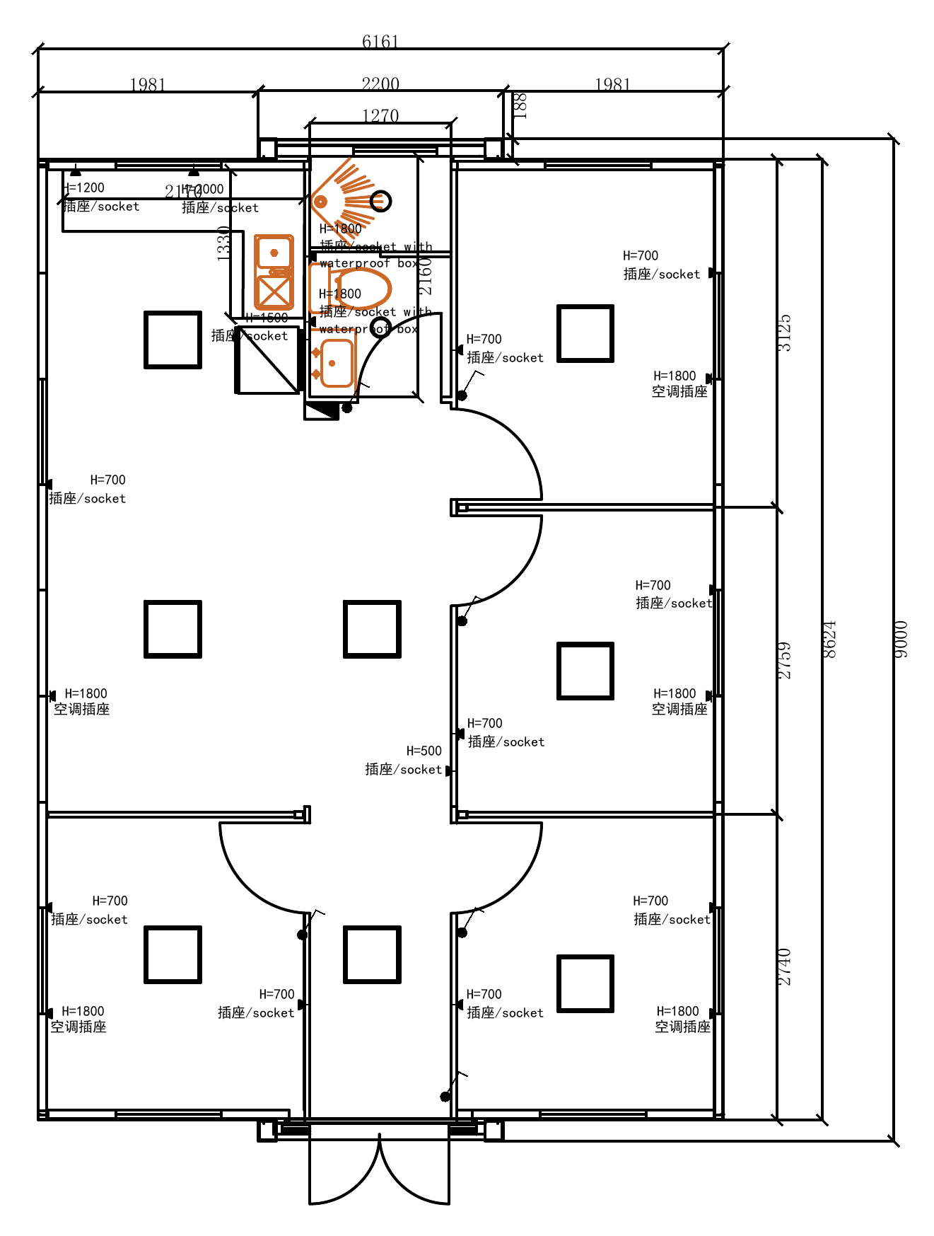 Layout 05 · 4 Bedrooms technical plan