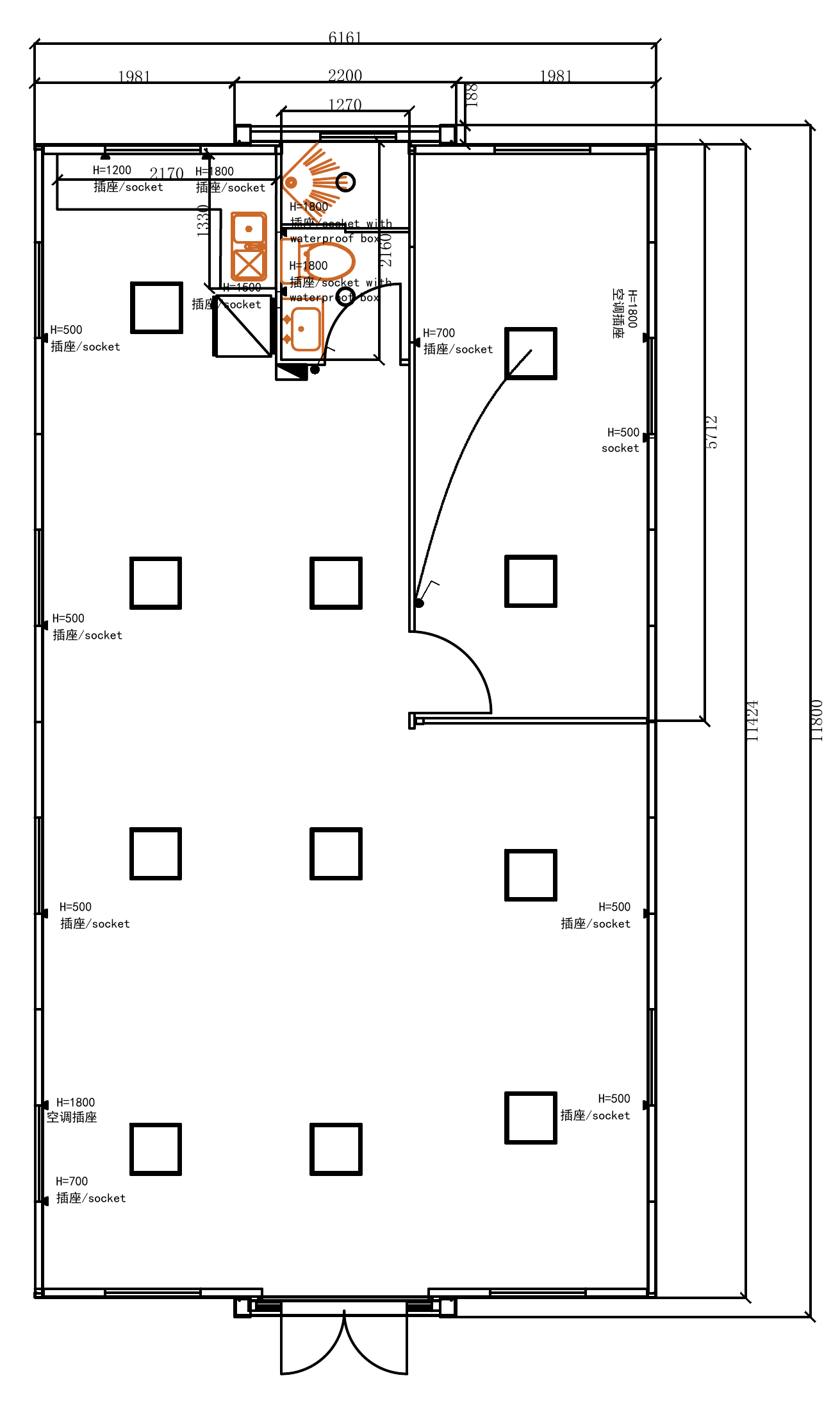 Layout 02 · 1 Bedroom technical plan