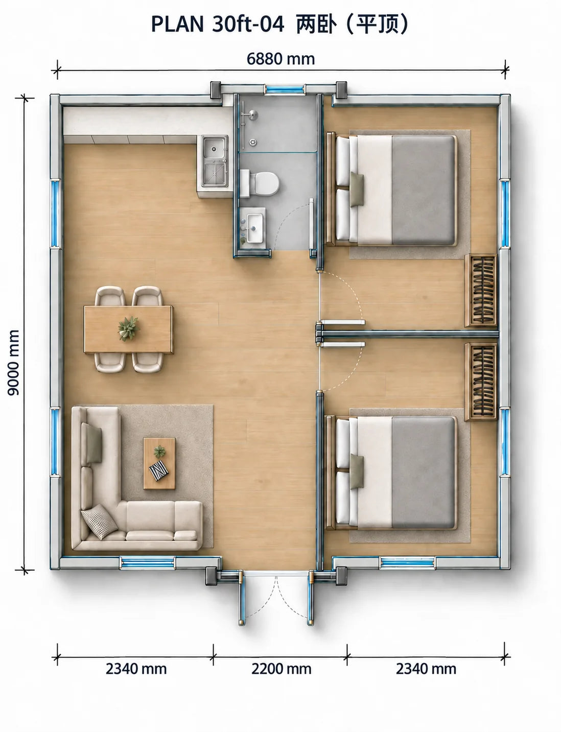 2 Bedrooms layout